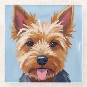 Yorkshire Terrier Hundeporträtmalerei Glasuntersetzer
