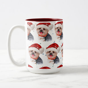 Yorkshire Terrier-Hunderasse Weihnachtssterne Zweifarbige Tasse