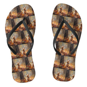 Yorkshire Terrier im Herbstfall Inspiriert Flip Flops