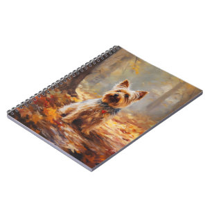 Yorkshire Terrier im Herbstfall Inspiriert Notizblock