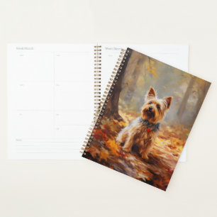Yorkshire Terrier im Herbstfall Inspiriert Planer