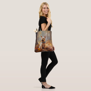 Yorkshire Terrier im Herbstlaubfall inspiriert Tasche