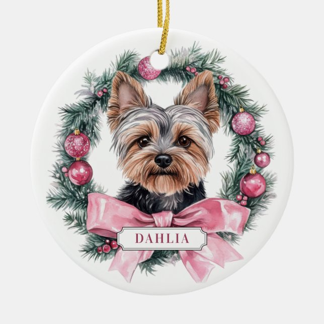 Yorkshire Terrier Keramik Circle Ornament (Vorne)