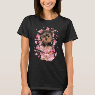 Yorkshire Terrier Kirschblüten Blumen T-Shirt