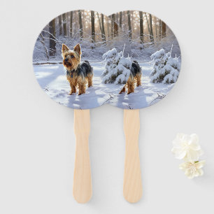 Yorkshire Terrier Lass es schneien Weihnachten Fächer