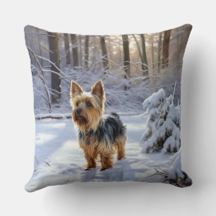 Yorkshire Terrier Lass es schneien Weihnachten Kissen