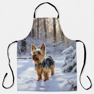 Yorkshire Terrier Lass es schneien Weihnachten Schürze