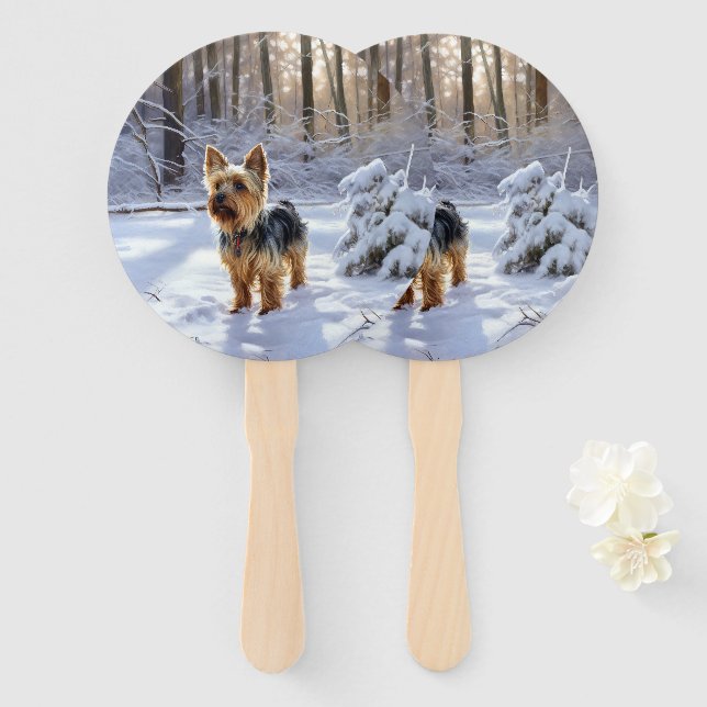 Yorkshire Terrier Let It Snow Christmas Fächer (Vorne und Hinten)