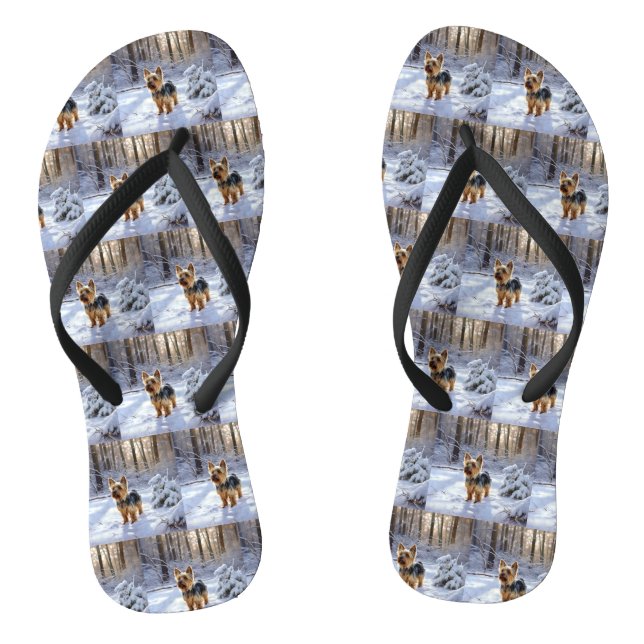 Yorkshire Terrier Let It Snow Christmas Flip Flops (Fußbett)