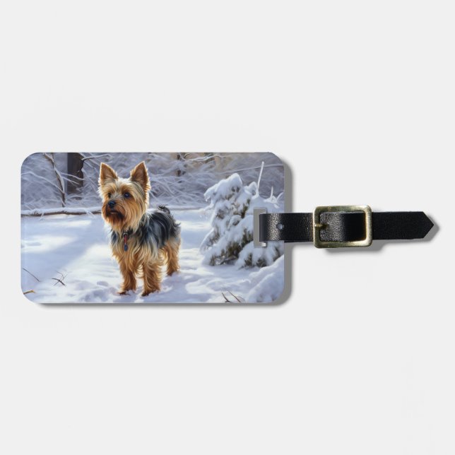 Yorkshire Terrier Let It Snow Christmas Gepäckanhänger (Vorderseite horizontal)