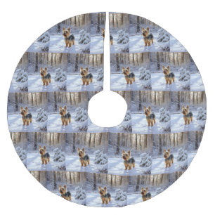 Yorkshire Terrier Let It Snow Christmas Polyester Weihnachtsbaumdecke