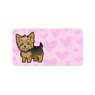 Yorkshire-Terrier-Liebe (kurzes Haar kein Bogen) Adressaufkleber