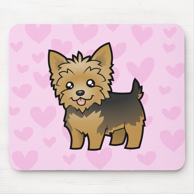 Yorkshire-Terrier-Liebe (kurzes Haar kein Bogen) Mousepad (Vorne)