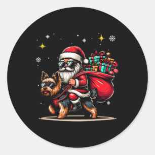 Yorkshire Terrier Lustiger Weihnachten Yorkie Hund Runder Aufkleber