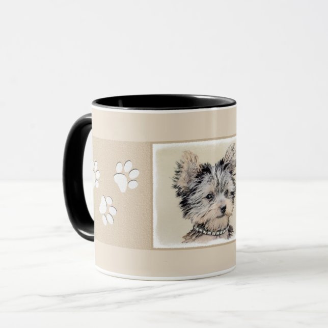 Yorkshire-Terrier-Malerei - niedliche Tasse (Vorderseite Links)