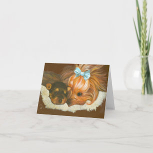 Yorkshire Terrier Mama mit Puppy-Mitteilungskarten Karte