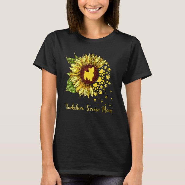 Yorkshire Terrier Mama Sunflower Dog T-Shirt (Vorderseite)