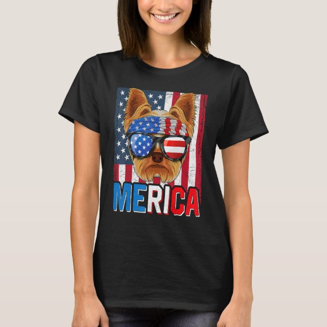 Yorkshire Terrier Merica 4. Juli Yorkie Americ T-Shirt (Vorderseite)