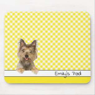 Yorkshire Terrier on Yellow Gingham Mousepad