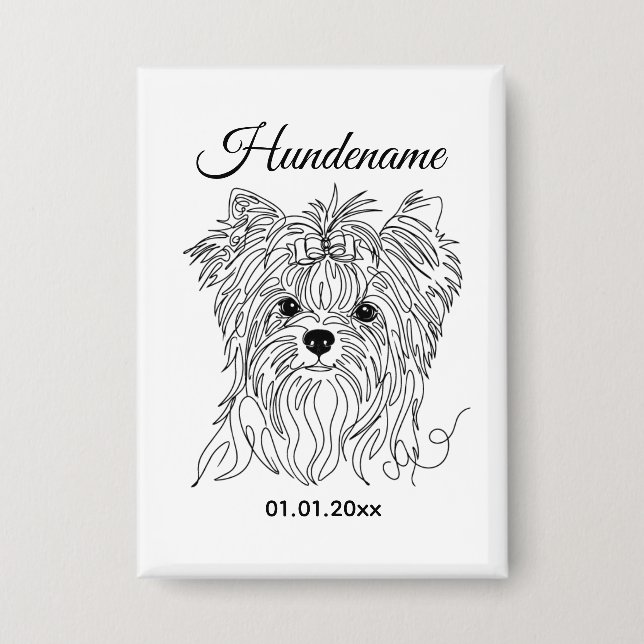 Yorkshire Terrier one line art customizable dog Button (Vorderseite)