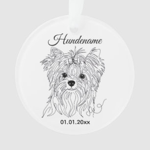Yorkshire Terrier one line art customizable dog Ornament