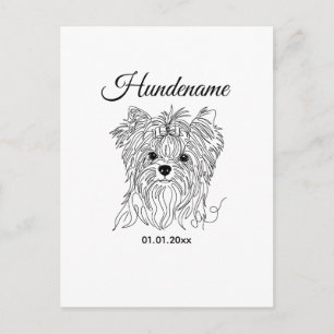 Yorkshire Terrier one line art customizable dog Postkarte