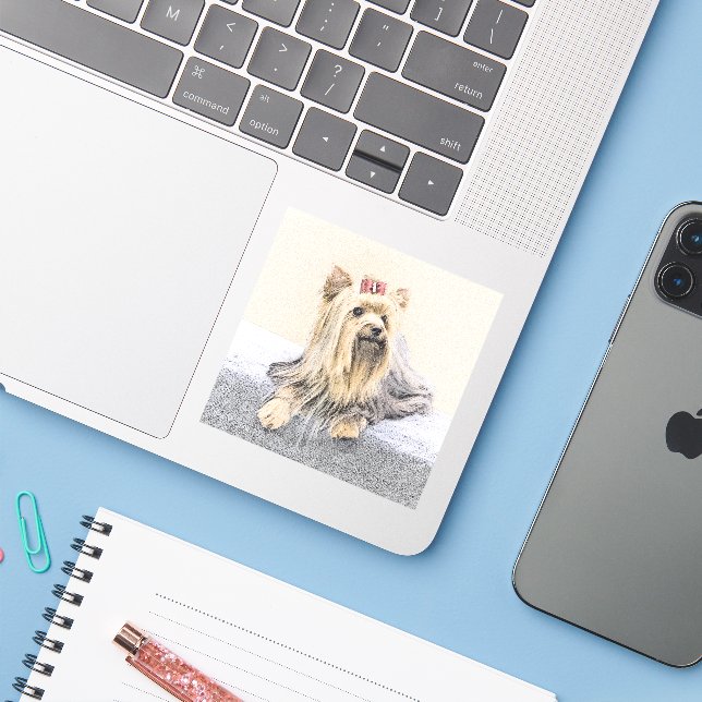 Yorkshire Terrier Painting - Niedliche Original Do Aufkleber (Laptop mit iPhone)