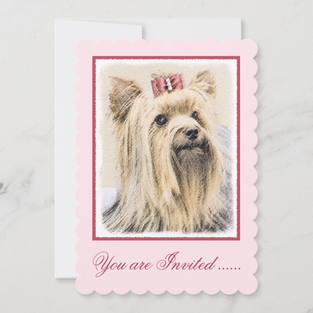 Yorkshire Terrier Painting - Niedliche Original Do Einladung (Vorderseite)