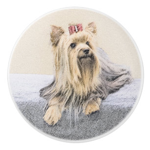 Yorkshire Terrier Painting - Niedliche Original Do Keramikknauf