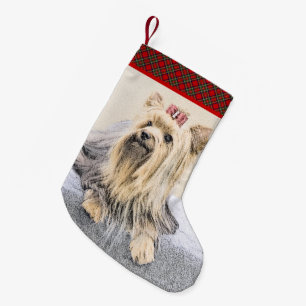 Yorkshire Terrier Painting - Niedliche Original Do Kleiner Weihnachtsstrumpf