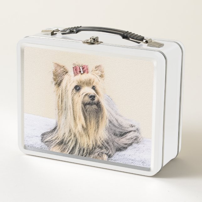 Yorkshire Terrier Painting - Niedliche Original Do Metall Brotdose (Vorderseite)