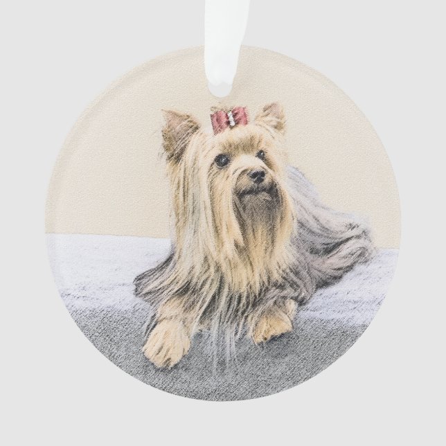 Yorkshire Terrier Painting - Niedliche Original Do Ornament (Vorderseite)