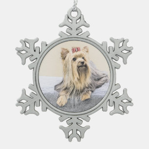 Yorkshire Terrier Painting - Niedliche Original Do Schneeflocken Zinn-Ornament