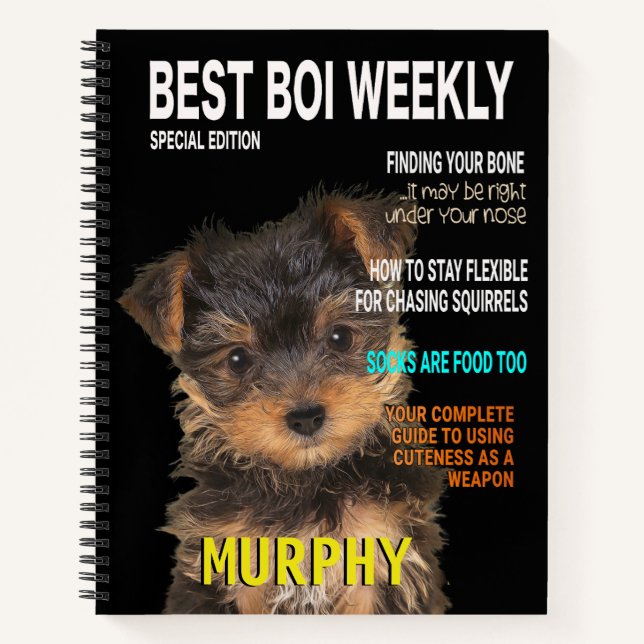 Yorkshire Terrier Parody Magazine Cover Notizbuch (Vorderseite)