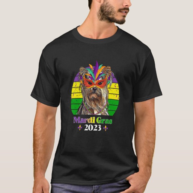 Yorkshire Terrier Party Dog Mardi Gras 2023 T-Shirt (Vorderseite)
