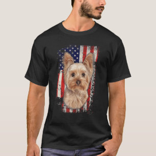 Yorkshire Terrier Patriotic American Flag Dog 4. T-Shirt