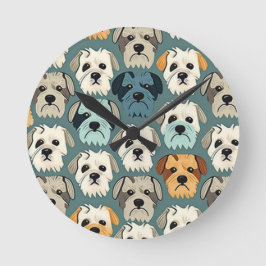 Yorkshire Terrier Pattern Runde Wanduhr