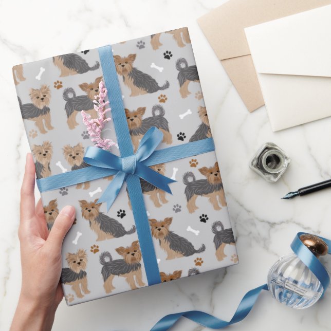 Yorkshire Terrier Paws and Bones Yorkie Dog Geschenkpapier (Schenken)