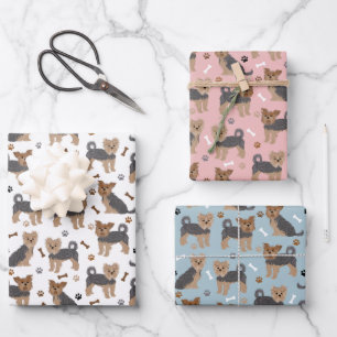 Yorkshire Terrier Paws and Bones Yorkie Dog Geschenkpapier Set