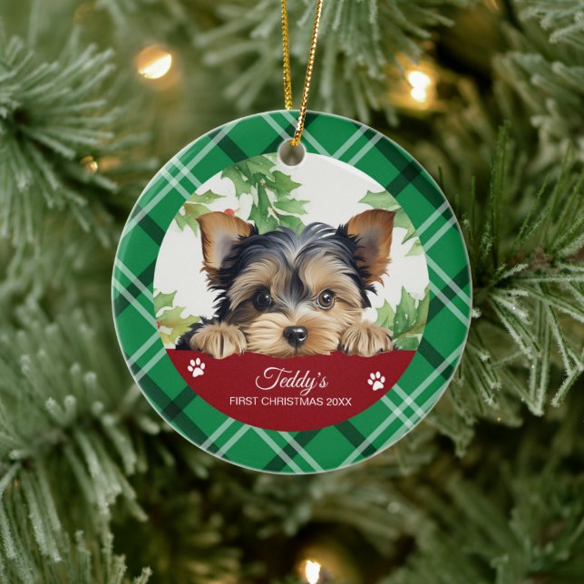 Yorkshire Terrier Personalisiert First Christmas Keramik Ornament (Baum)