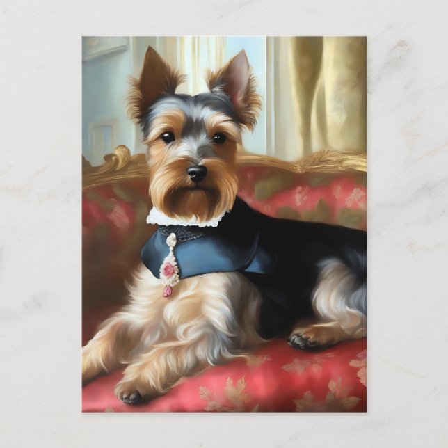 Yorkshire Terrier Portrait Elegant Postkarte (Vorderseite)