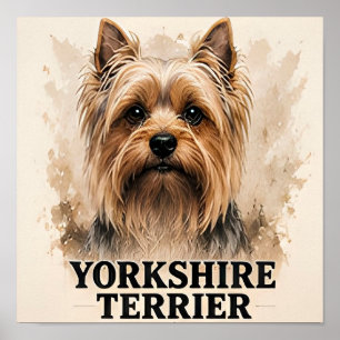 Yorkshire Terrier Premium-Hundeporträt-Kunstwerk Poster