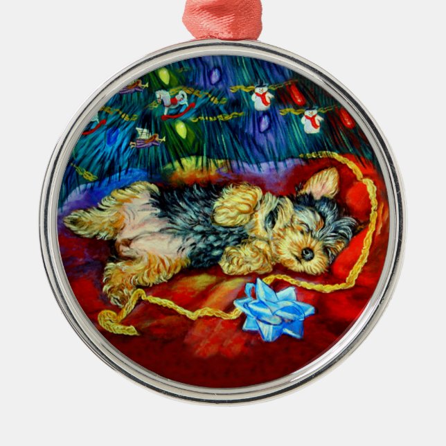 Yorkshire Terrier Premium Round Ornament (Vorne)
