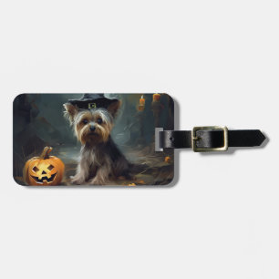 Yorkshire Terrier Pumpkins Halloween Beängstigend Gepäckanhänger