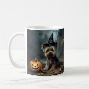 Yorkshire Terrier Pumpkins Halloween Beängstigend Kaffeetasse