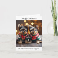 Yorkshire Terrier Puppies Christmas Card