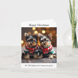 Yorkshire Terrier Puppies Christmas Card Karte