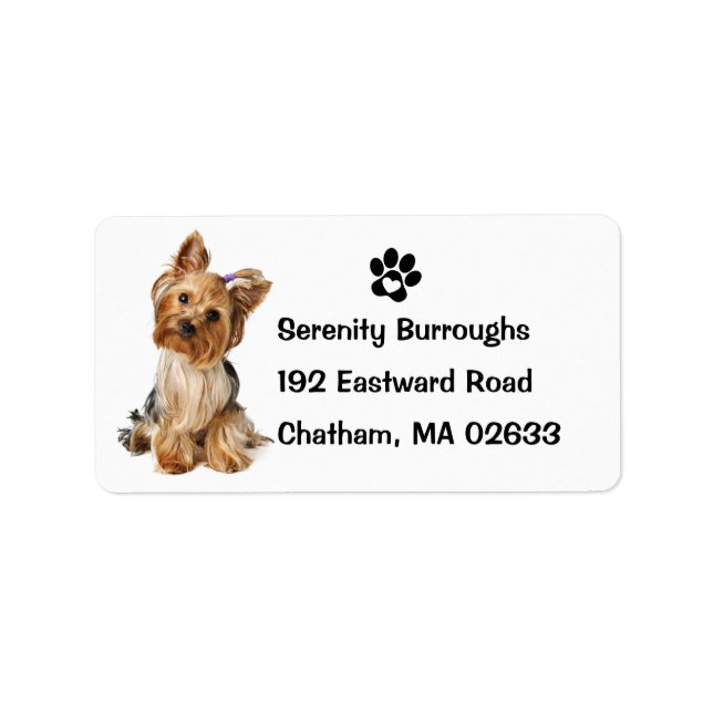 Yorkshire Terrier Puppy Dog Niedlich Yorkie Adressaufkleber (Vorne)