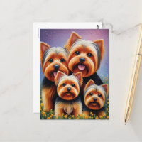 Yorkshire Terrier Puppy Family - farbiges Portrait