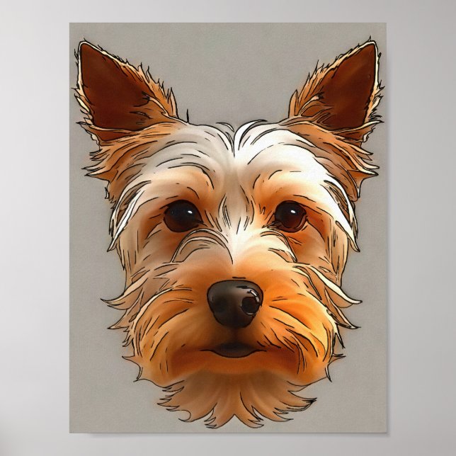 Yorkshire Terrier Puppy Head Portrait Poster (Vorne)
